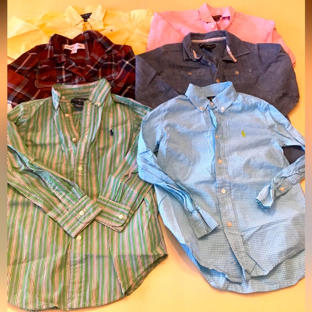 Set of 6 boys size 6 long sleeves button down shirts